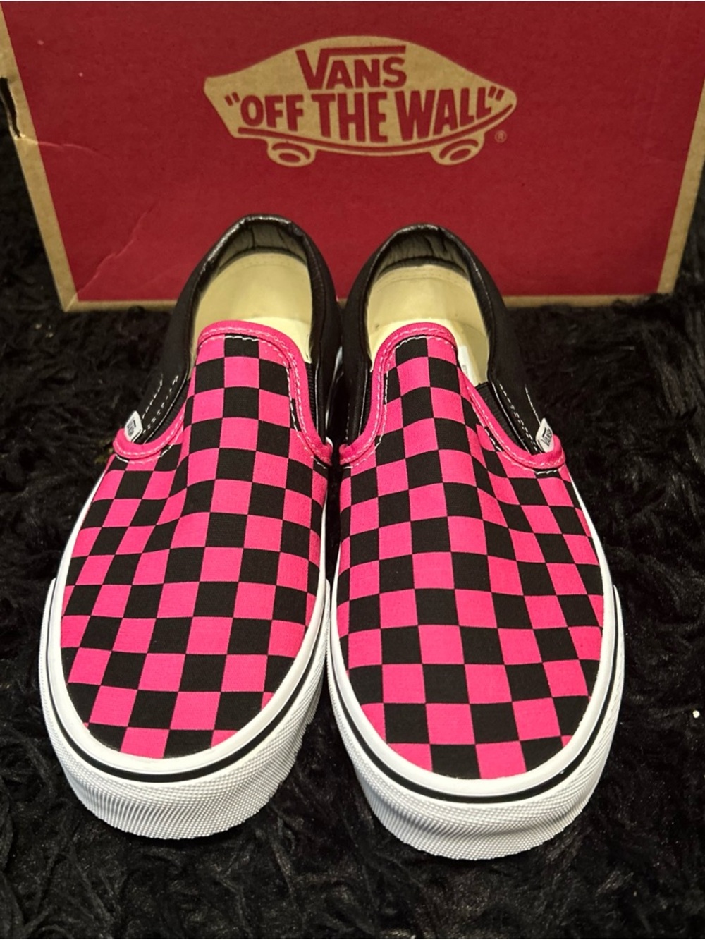VANS checkerboard pink black slip on shoes sneakers women’s 7.5 new - Picture 6 of 7